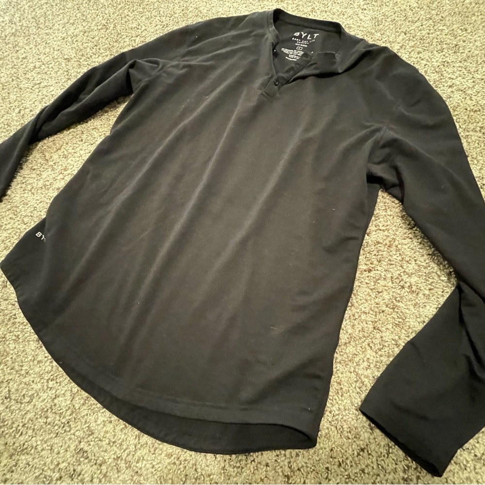 BYLT Long Sleeve Henley Drop Cut Shirt